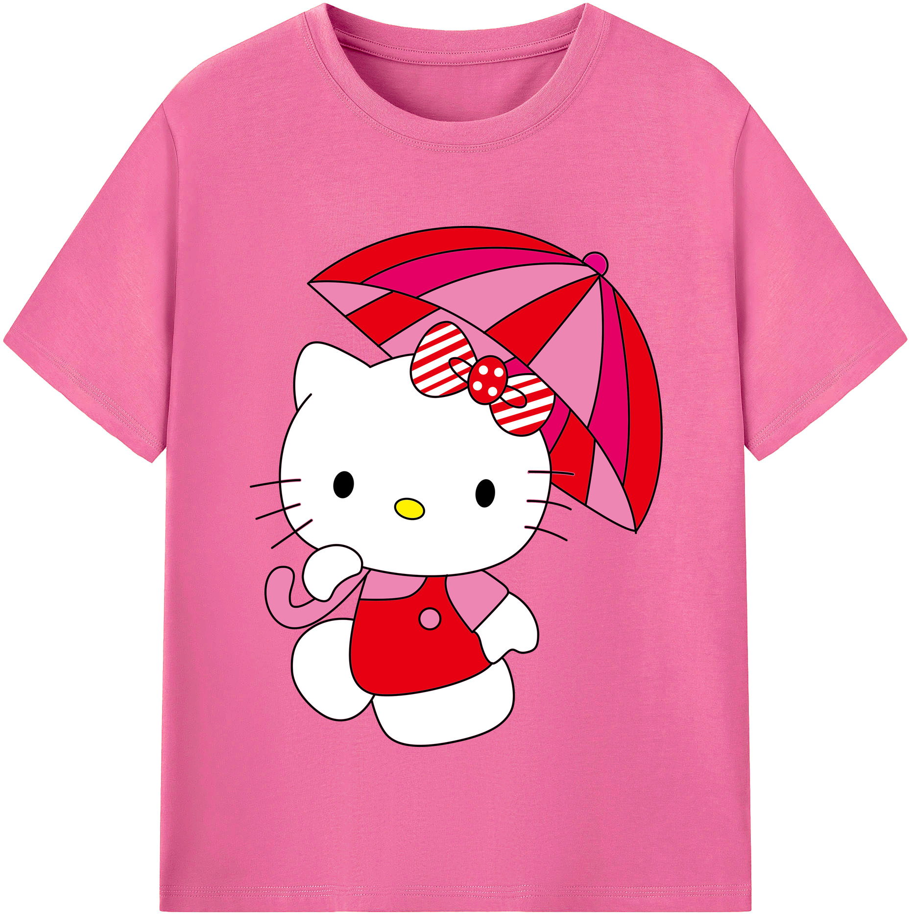 （画像用） Hello Kitty ハローキティ レディースカジュアルプリントTシャツ（綿100％）